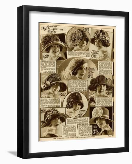 American Hat Fashion 1924-null-Framed Art Print
