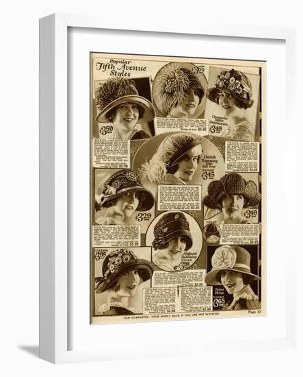 American Hat Fashion 1924-null-Framed Art Print