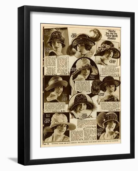 American Hat Fashion 1924-null-Framed Art Print