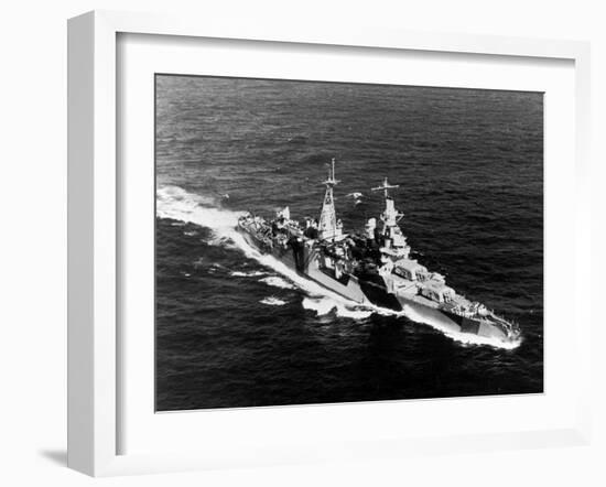 American Heavy Cruiser Uss Indianapolis at Sea-null-Framed Photographic Print