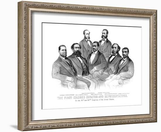 American History Print of the First African American Senator and Representatives-null-Framed Art Print