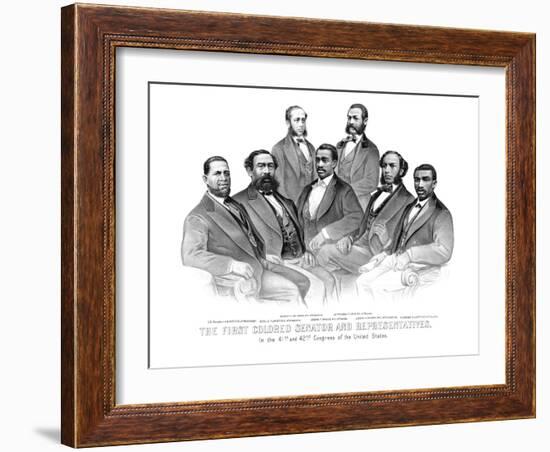 American History Print of the First African American Senator and Representatives-null-Framed Art Print