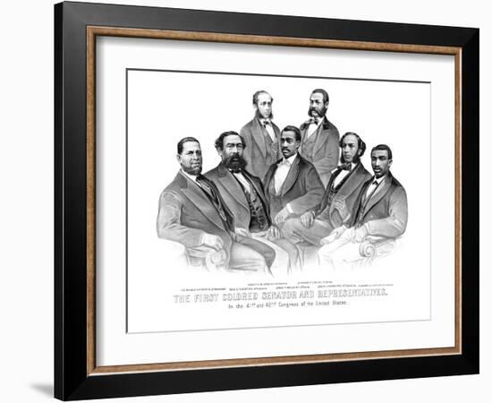 American History Print of the First African American Senator and Representatives-null-Framed Art Print