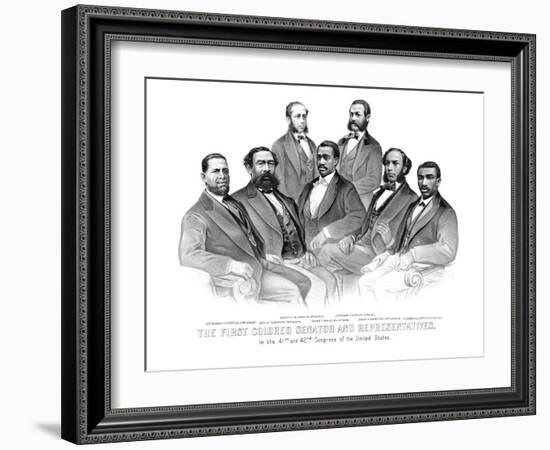 American History Print of the First African American Senator and Representatives-null-Framed Art Print