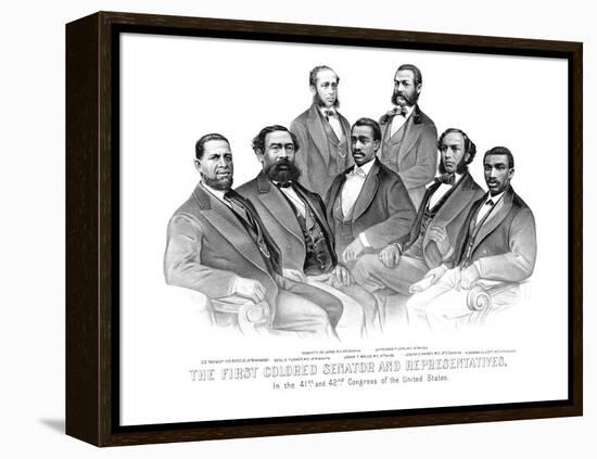 American History Print of the First African American Senator and Representatives-null-Framed Stretched Canvas