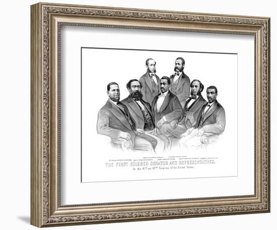 American History Print of the First African American Senator and Representatives-null-Framed Art Print