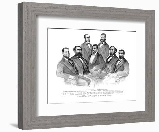 American History Print of the First African American Senator and Representatives-null-Framed Art Print