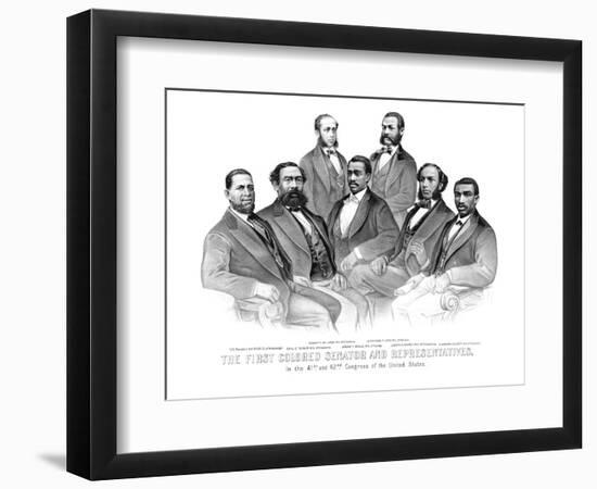 American History Print of the First African American Senator and Representatives-null-Framed Art Print