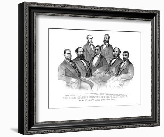 American History Print of the First African American Senator and Representatives-null-Framed Art Print