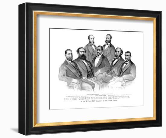 American History Print of the First African American Senator and Representatives-null-Framed Art Print