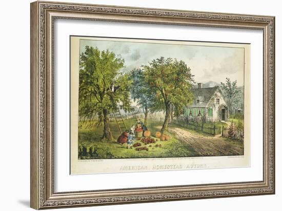 American Homestead; Autumn-Currier & Ives-Framed Giclee Print