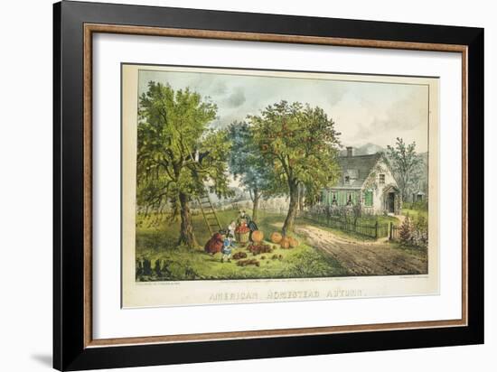 American Homestead; Autumn-Currier & Ives-Framed Giclee Print