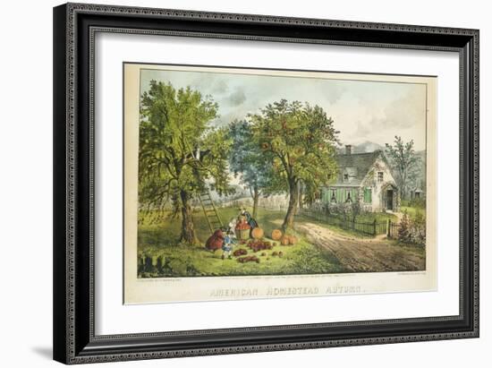 American Homestead; Autumn-Currier & Ives-Framed Giclee Print