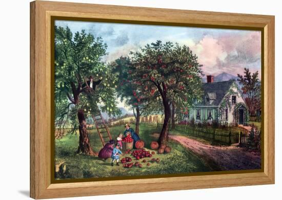 American Homestead in Autumn, 1869-Currier & Ives-Framed Premier Image Canvas