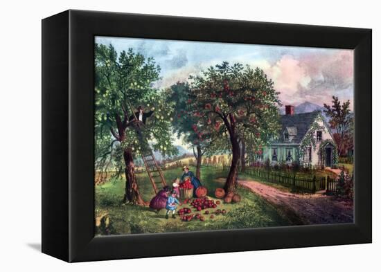 American Homestead in Autumn, 1869-Currier & Ives-Framed Premier Image Canvas