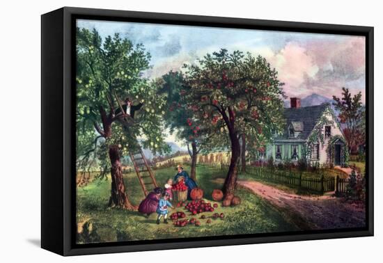 American Homestead in Autumn, 1869-Currier & Ives-Framed Premier Image Canvas