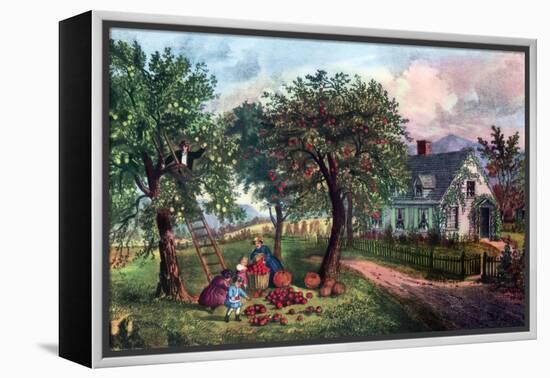 American Homestead in Autumn, 1869-Currier & Ives-Framed Premier Image Canvas