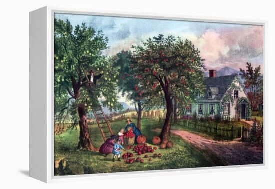 American Homestead in Autumn, 1869-Currier & Ives-Framed Premier Image Canvas