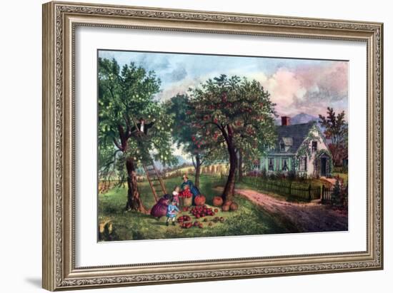American Homestead in Autumn, 1869-Currier & Ives-Framed Giclee Print
