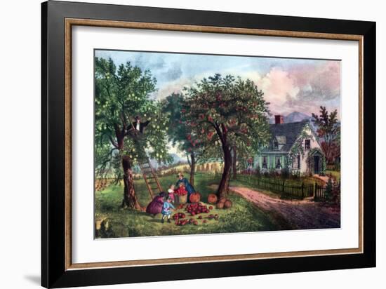 American Homestead in Autumn, 1869-Currier & Ives-Framed Giclee Print