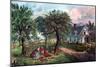 American Homestead in Autumn, 1869-Currier & Ives-Mounted Giclee Print