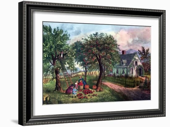 American Homestead in Autumn, 1869-Currier & Ives-Framed Giclee Print