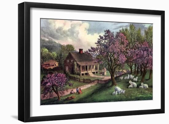 American Homestead in Spring, 1869-Currier & Ives-Framed Premium Giclee Print