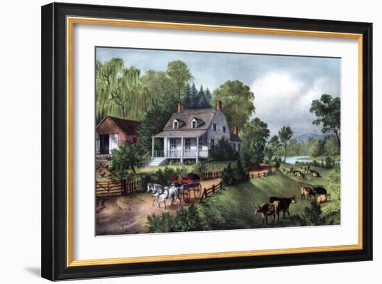 American Homestead in Summer, 1868-Currier & Ives-Framed Premium Giclee Print