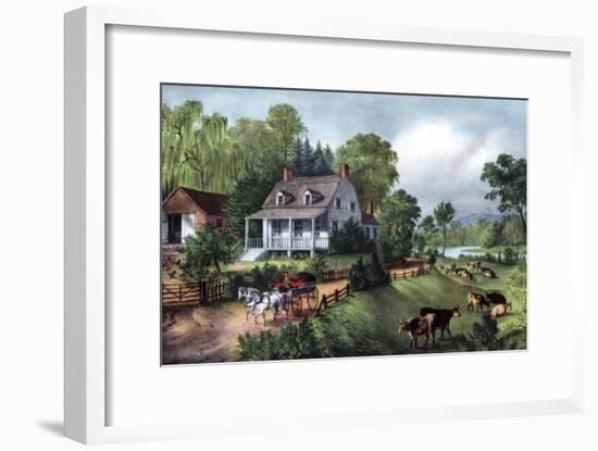 American Homestead in Summer, 1868-Currier & Ives-Framed Giclee Print