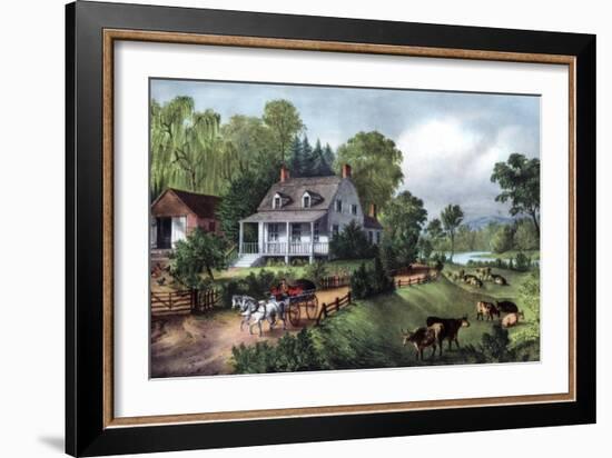 American Homestead in Summer, 1868-Currier & Ives-Framed Giclee Print