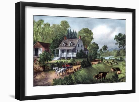 American Homestead in Summer, 1868-Currier & Ives-Framed Giclee Print