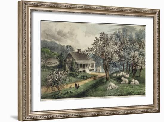 American Homestead Spring-Currier & Ives-Framed Giclee Print