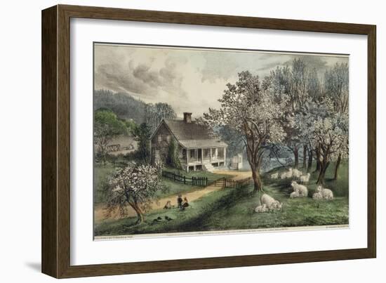 American Homestead Spring-Currier & Ives-Framed Giclee Print