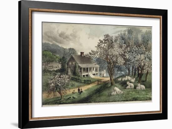 American Homestead Spring-Currier & Ives-Framed Giclee Print