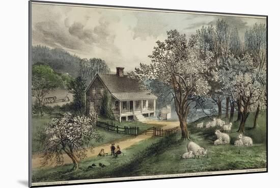 American Homestead Spring-Currier & Ives-Mounted Giclee Print