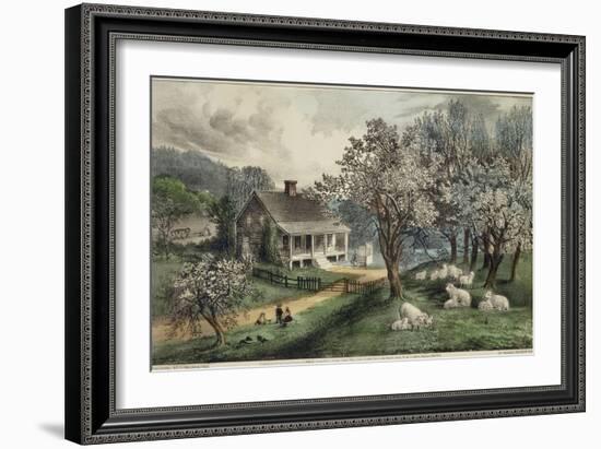 American Homestead Spring-Currier & Ives-Framed Giclee Print