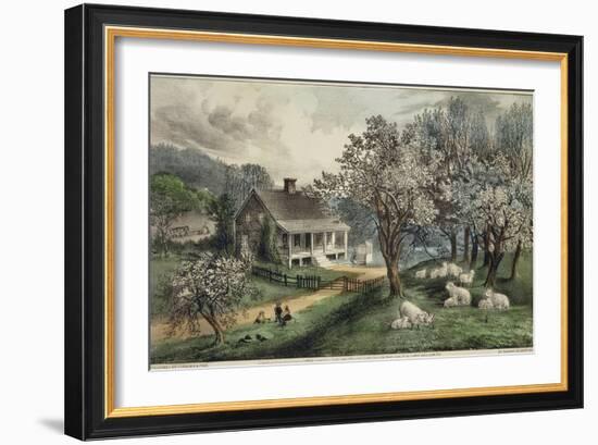 American Homestead Spring-Currier & Ives-Framed Giclee Print