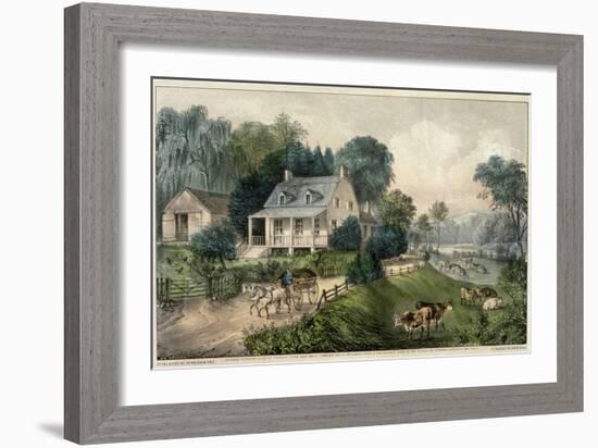 American Homestead Summer-Currier & Ives-Framed Giclee Print