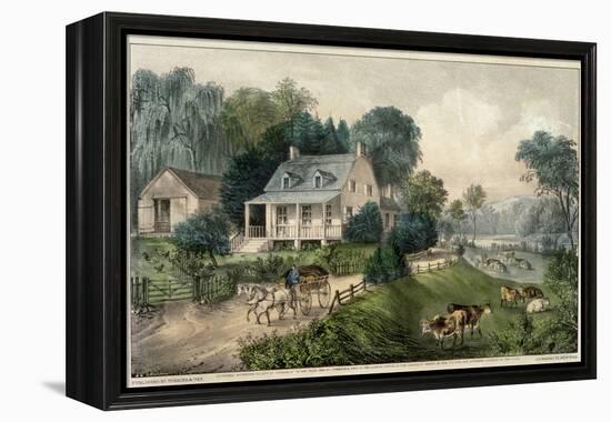 American Homestead Summer-Currier & Ives-Framed Premier Image Canvas