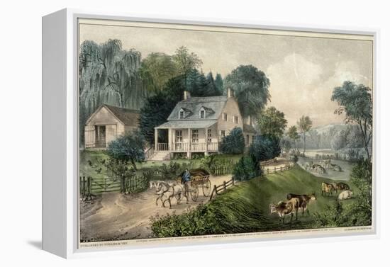 American Homestead Summer-Currier & Ives-Framed Premier Image Canvas