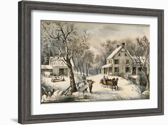 American Homestead Winter-Currier & Ives-Framed Giclee Print