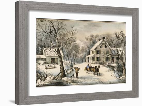 American Homestead Winter-Currier & Ives-Framed Giclee Print