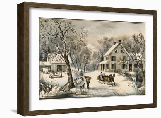 American Homestead Winter-Currier & Ives-Framed Giclee Print