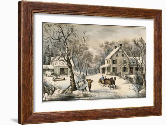 American Homestead Winter-Currier & Ives-Framed Giclee Print