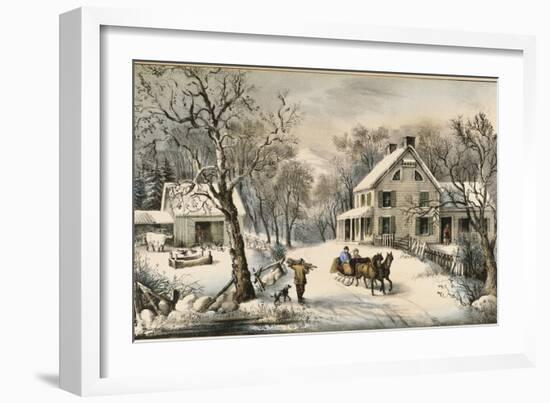 American Homestead Winter-Currier & Ives-Framed Giclee Print