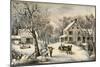 American Homestead Winter-Currier & Ives-Mounted Giclee Print