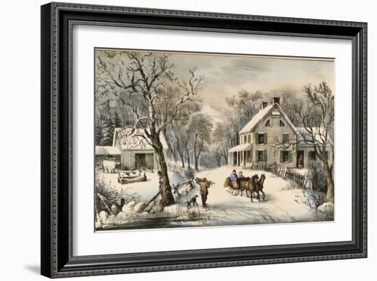 American Homestead Winter-Currier & Ives-Framed Giclee Print