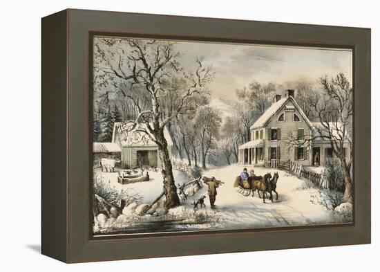 American Homestead Winter-Currier & Ives-Framed Premier Image Canvas