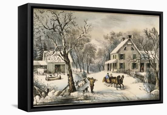 American Homestead Winter-Currier & Ives-Framed Premier Image Canvas