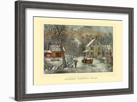 American Homestead Winter-Currier & Ives-Framed Art Print